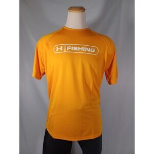 Under Armour Shirt Mens XL Yellow HeatGear Fishing Short Sleeve Tee Performance